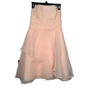 David's Bridal Short Strapless Organza Bridesmaid Dress Style F15902 Size 4